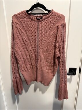 Express Blush Cable Knit Crewneck Sweater